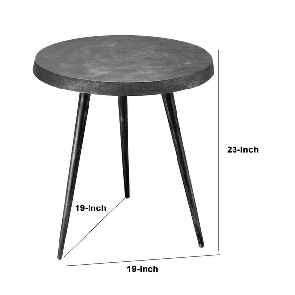 23 Inch Round Modern Minimalist Metal Side Table with Tripod Base, Charcoal Black - 18.75 L x 18.75 W x 22.5 H Inches