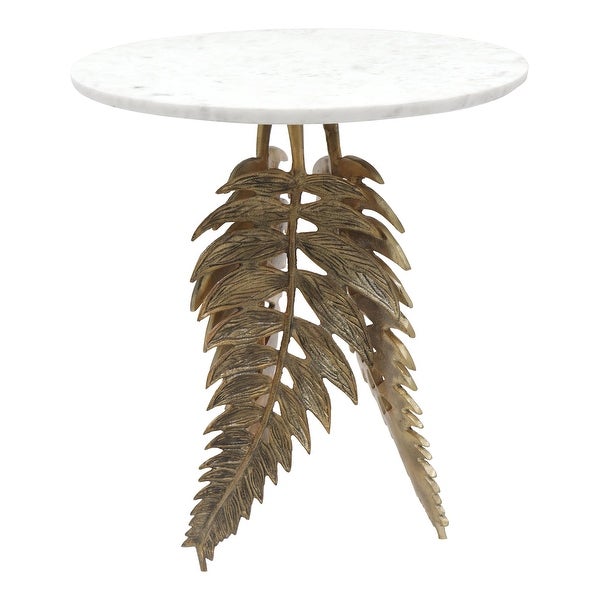 Neruda Marble Side Table White and Gold - White, Gold - 18
