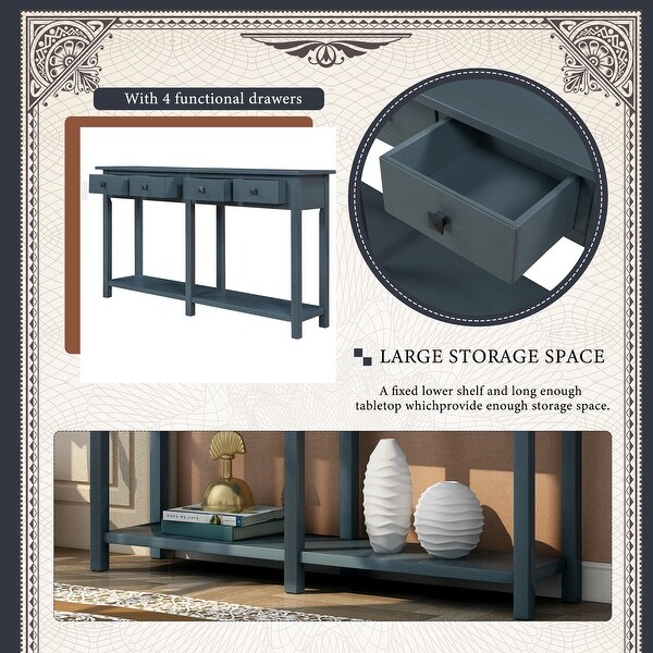 Brushed Texture Entryway Console Table with Drawer and Shelf, Espresso