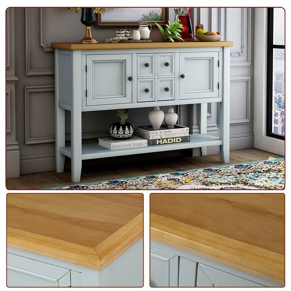 Buffet Sideboard Console Table with Bottom Shelf (Lime White),Foyer Sofa Table Narrow for Entryway, Living Room, Hallway - 46