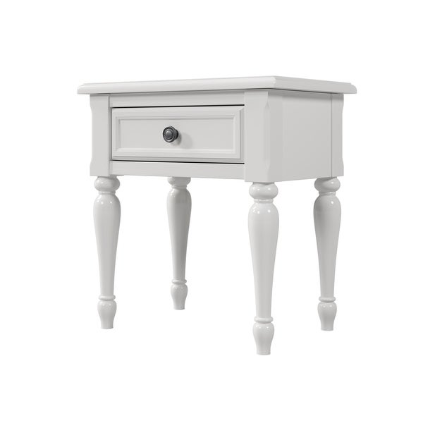 Wood 1 Drawer Nightstand for Nursery, Kid's Room, Bedroom, White