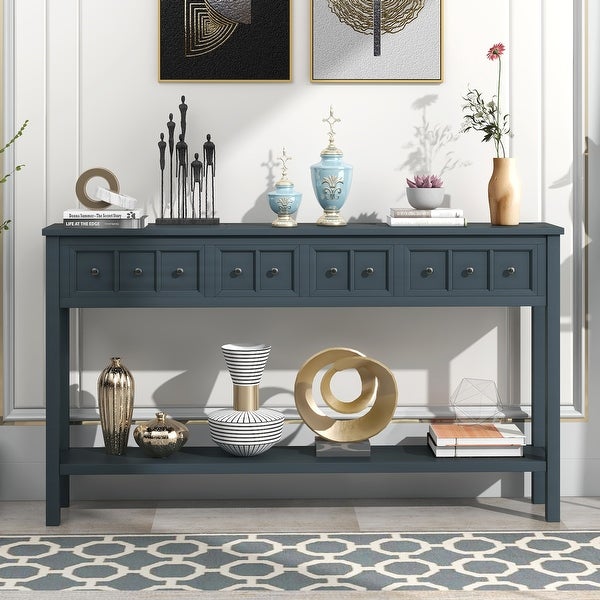 Rustic Entryway Console Table, Sofa Table with 2 Drawers and Shelf