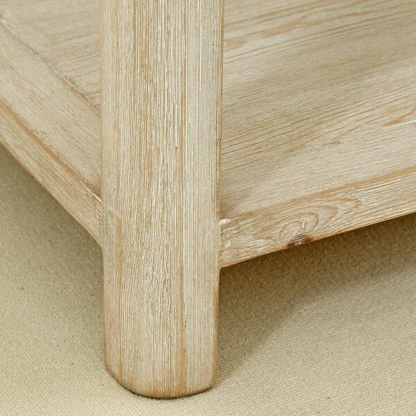 Artissance Peking Ming Arch Side Table Weathered White Wash, 24 Inch Tall