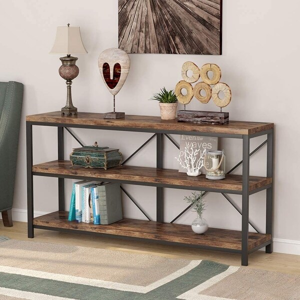 Sofa Table, 3 Tiers Console Table, Narrow Long Sofa Table