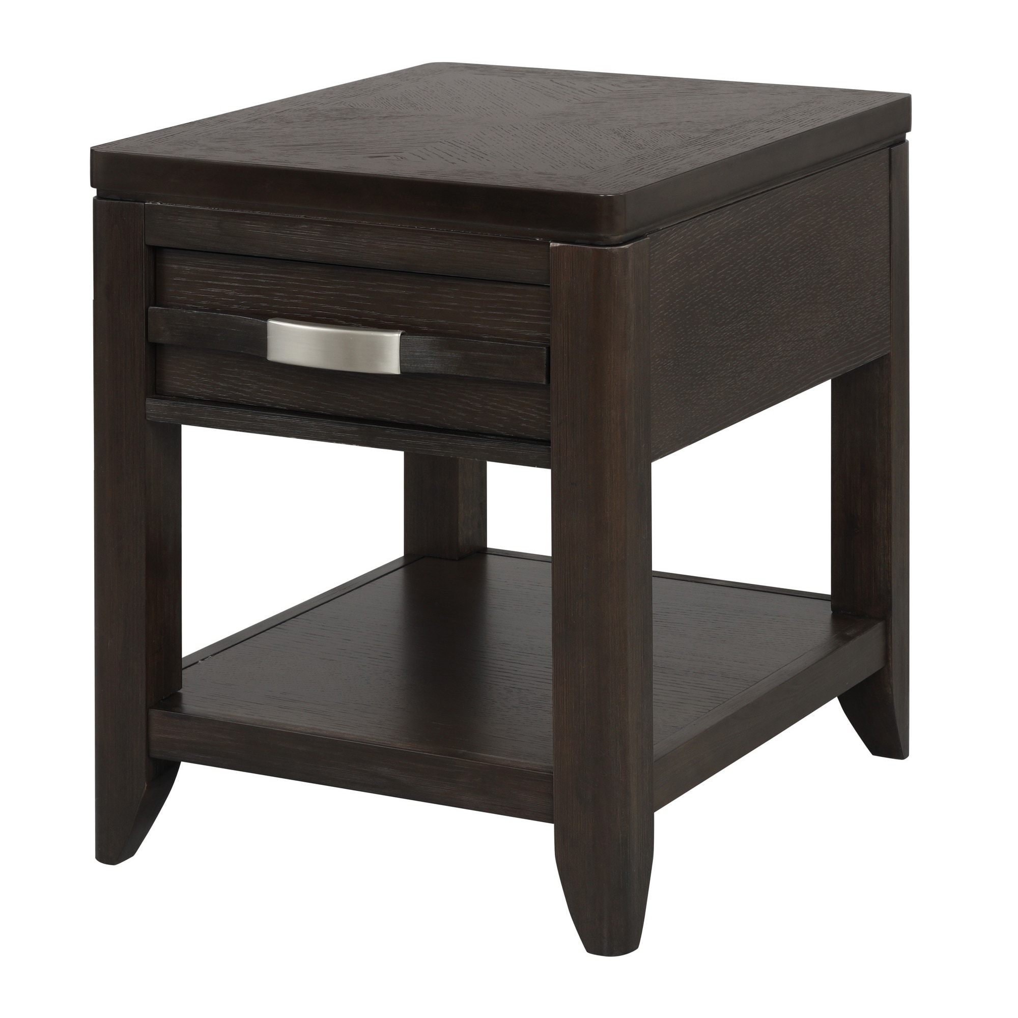 Joni 25 Inch Side End Table, 1 Drawer and Shelf, Espresso Brown Acacia Wood
