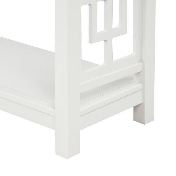Console Table with 2 Drawers and Bottom Shelf Home Entryway Hallway Rustic Storage Sofa Table, White