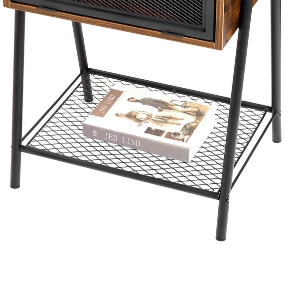 Taomika, ( Set of 2 ) Mid century Modern Side Table/End Table ,Rustic Brown