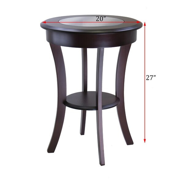 Round Accent Table, Entryway Table Side Table W/ Glass and Curved Legs
