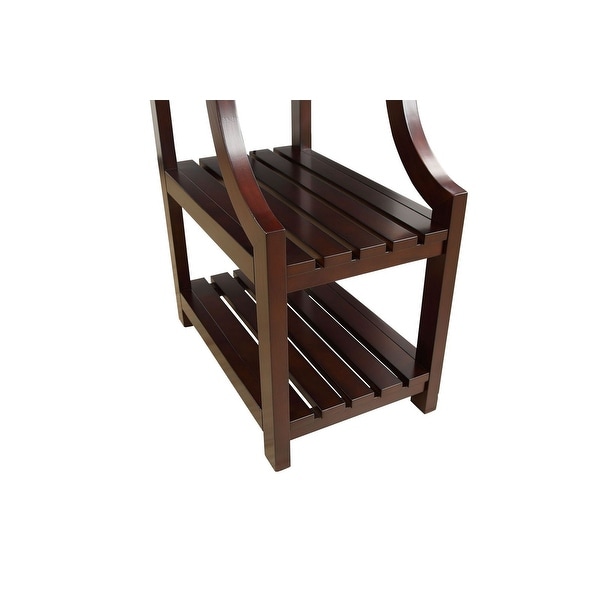 Modern Side Table (USB), Rectangular Leg Table w/2 Shelves, Espresso
