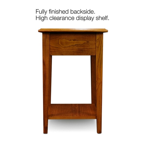 Leick Home 9041-MED One Drawer Square Side Table with Shelf, Medium Oak