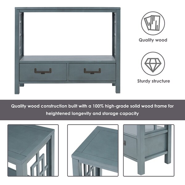 Wood Console Table With 2 Bottom Drawers,Narrow Entrance Table