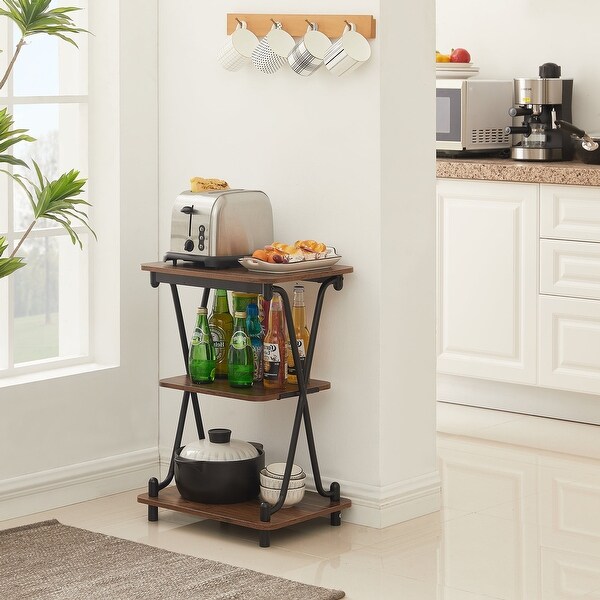 VECELO Modern 3-tier Side Table/End Table, X-cross Metal Frame Storage Shelf - (Set of 2)