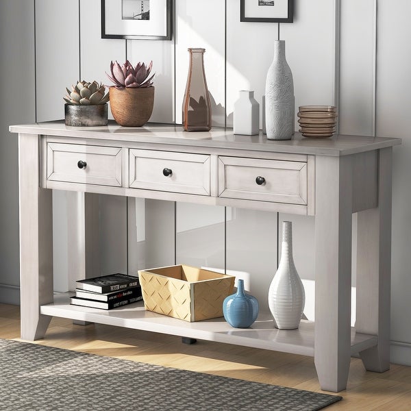 Wood Console Table with 3 Drawers and 1 Shelf,Living Room