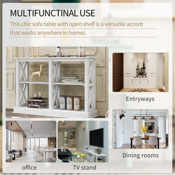 Console Table with 3-Tier Open Storage Spaces, Narrow Sofa Entry Table for Living Room, Entryway and Hallway