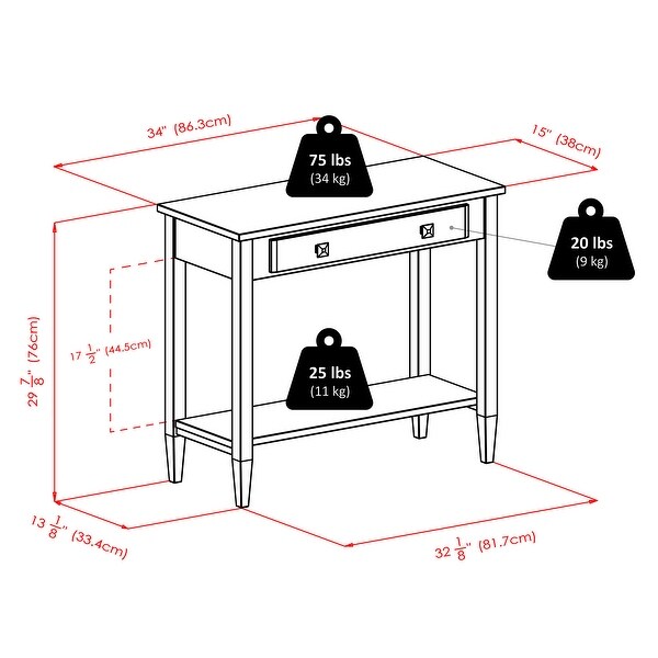 Richmond Console Table, Walnut - 33.98 x 15.69 x 29.92 inches