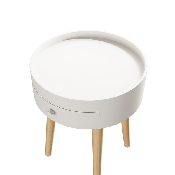 Round Storage Drawer Bedside Table Side Table Sofa End Coffee Table Furniture Living Room, Bedroom, Small Space