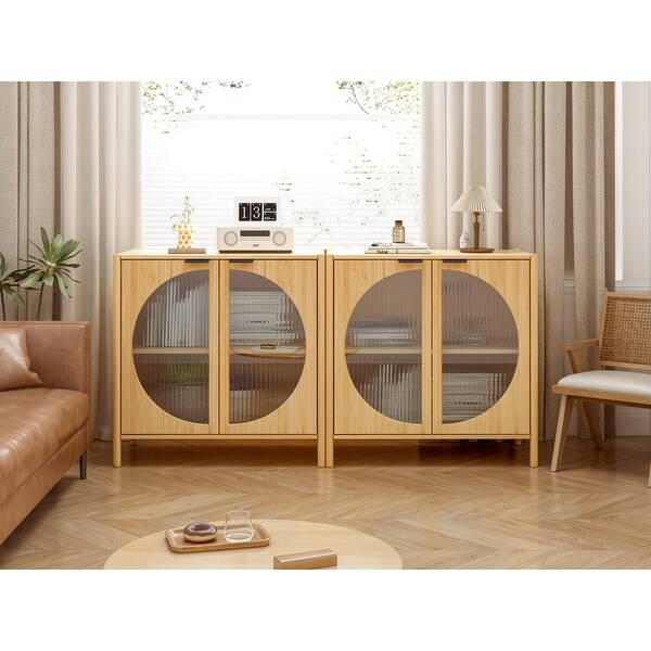 Bamboo 2 door cabinet, Buffet Sideboard Storage Cabinet, Buffet Server Console Table