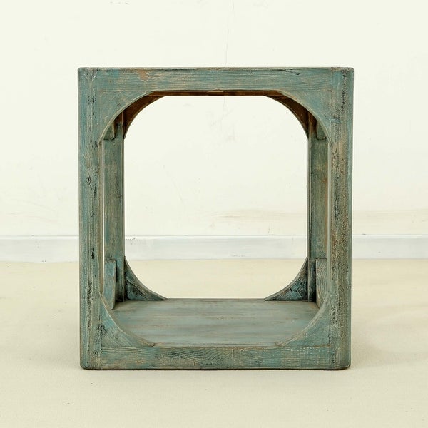 Artissance Versatile Peking Ming Side Table With Weathered Soft Aqua Wash, 24 Inch Tall