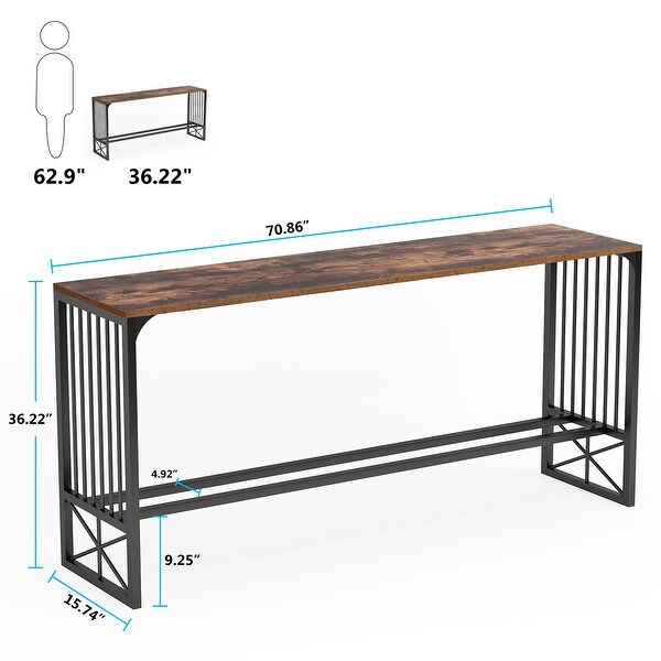 70.9 inch Extra Long Sofa Table, Rustic Industrial Entryway Console Table