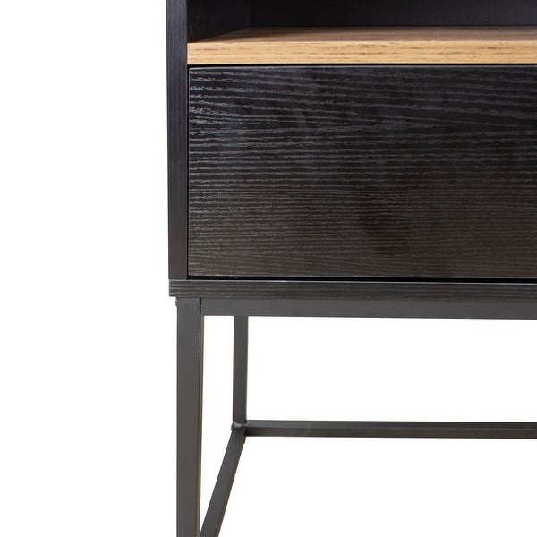 Console Sofa Table with 2 Open Shelves and 2 Drawers for Living Room, Brown (47.24''x15.75''x29.13'')