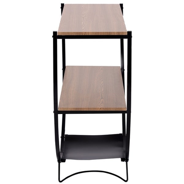Industrial Sofa Console Table, Metal Demilune Shape Sofa Display Table with Three Shelves, Foyer Table for Hallway, Corridor