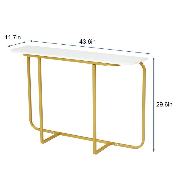 Curved Entryway Accent Table, Console Table w/ Metal Frame, Entryway End Table for Living Room Hallway Corridor