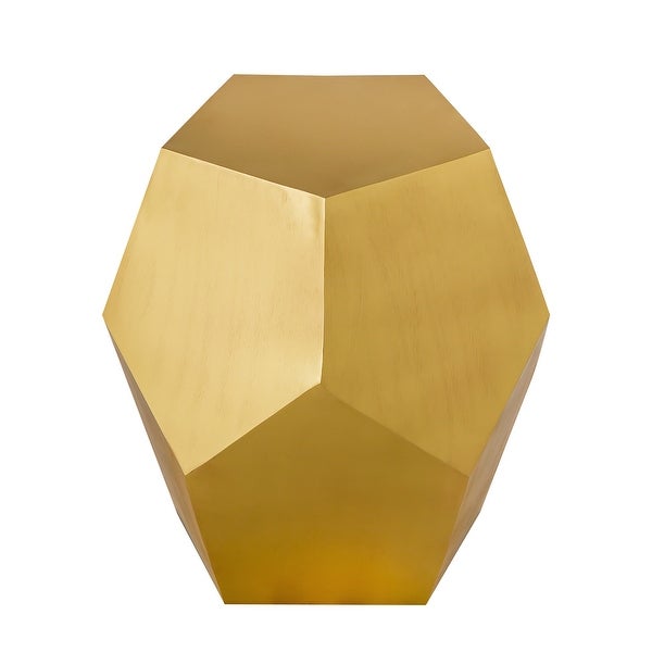 Pasargad Home Mona Diamond Shape Iron Side Table, Brass Finish - 12