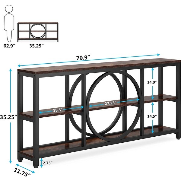 Sofa Console Table, 3 Tiers Industrial Narrow Long Sofa Table