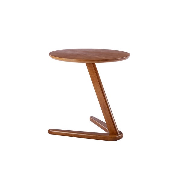 Side Table Round, Small Coffee Table Modern Solid Rubber Wood End Table for Living Room /Bedroom/ Office, V-Shaped Base