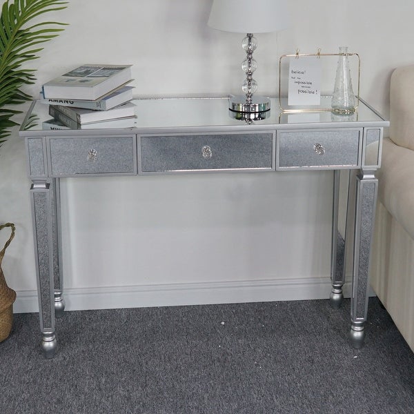 3 Drawers Mirror Table Dressing Table Console Table,Foyer Sofa Table Narrow for Entryway, Living Room, Hallway - 41.73