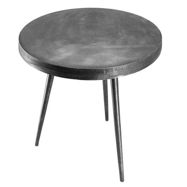 23 Inch Round Modern Minimalist Metal Side Table with Tripod Base, Charcoal Black - 18.75 L x 18.75 W x 22.5 H Inches