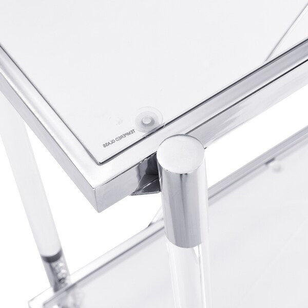 Acrylic Glass Side Table,Chrome Sofa Table, Console Table for Living Roomand Bedroom