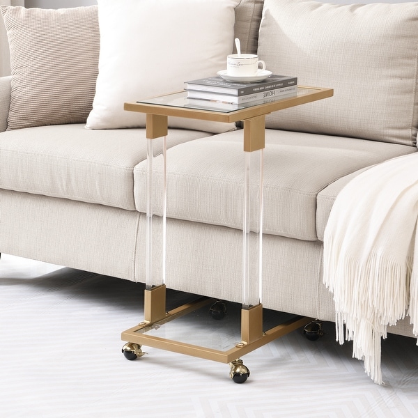 Sofa Table,Glass Top C Shape Square Table