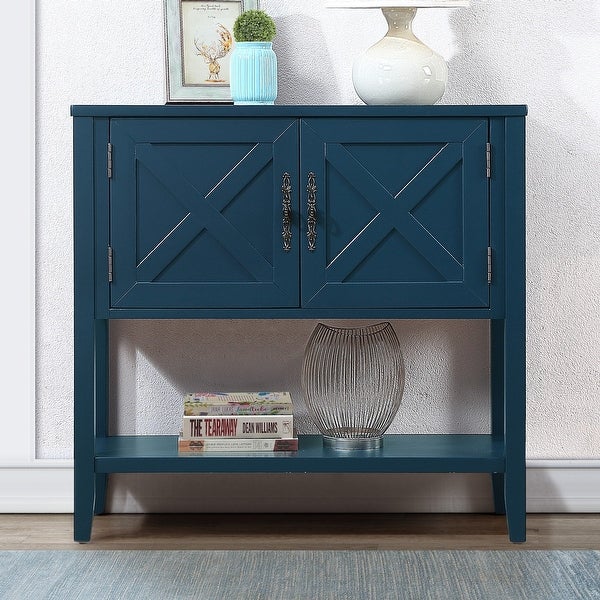 35'' Wood Sideboard Console Table with Bottom Shelf and 2 Door Cabinet for Living Room, Entryway, Kitchen Dining Room Furniture
