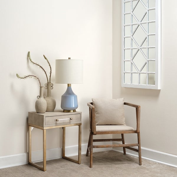 Alden Décor Brayden Faux Shagreen Side Table, Cream
