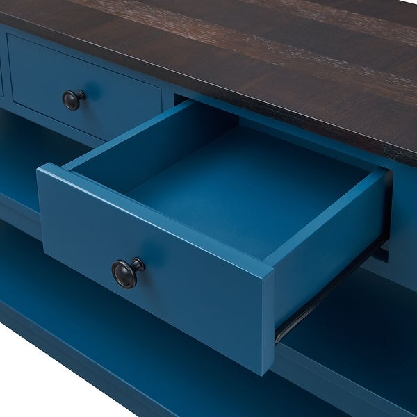 48'' Modern Console Table Sofa Table with 3 Drawers and 2 Shelves, Entryway Table with PineWood Top for Living Room and Hallway