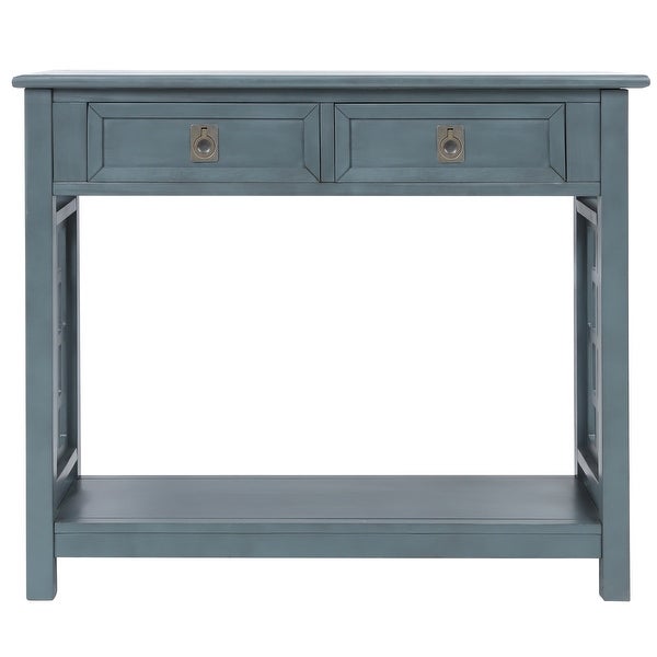 Console Table with 2 Drawers and Bottom Shelf, Entryway Accent Sofa Table