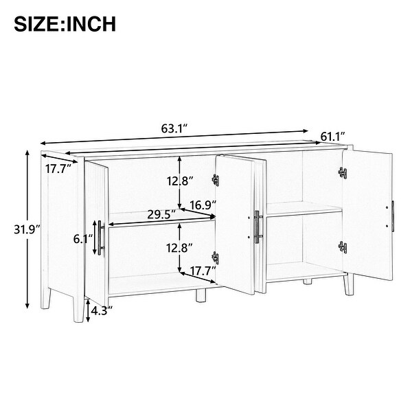 Accent Storage Cabinet Sideboard Wooden Cabinet with Metal Handles for Hallway, Entryway, Living Room, Bedroom