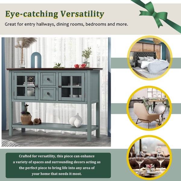 45'' Modern Console Table Sofa Table for Living Room with 2 Drawers, 2 Cabinets and 1 Shelf
