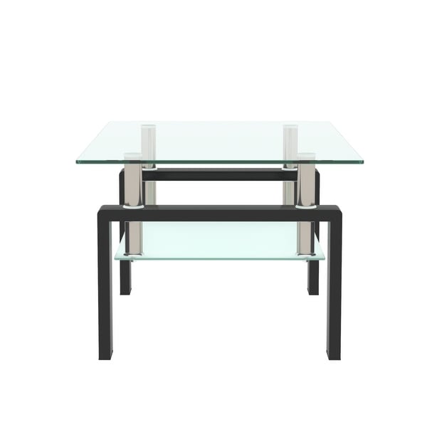 Rectangle Black Glass Coffee Table, Clear Coffee Table