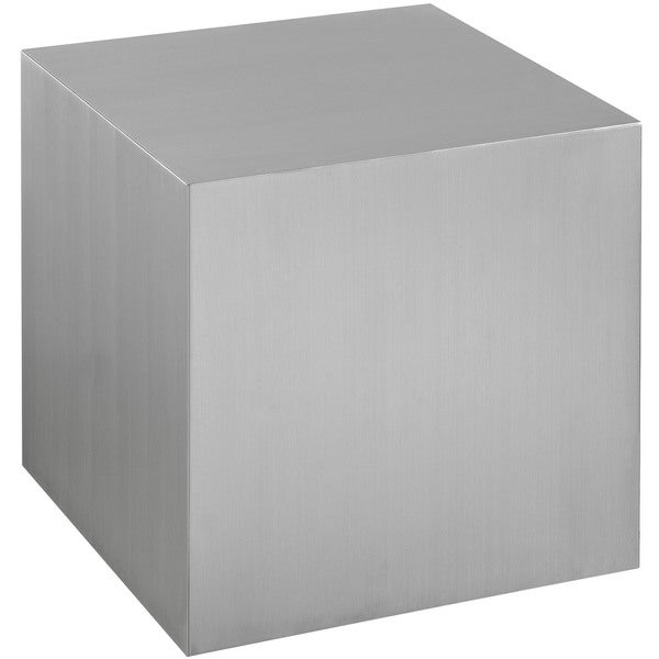 Modern Cube Stainless Steel Side Table, Silver