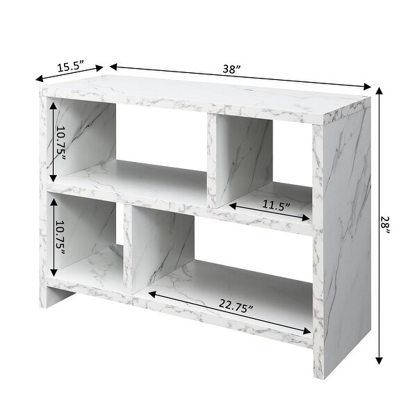Northfield Console 3 Tier Bookcase, White Faux Marble