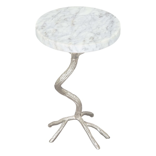 Joel Side Table White and Silver - White, Silver - 12