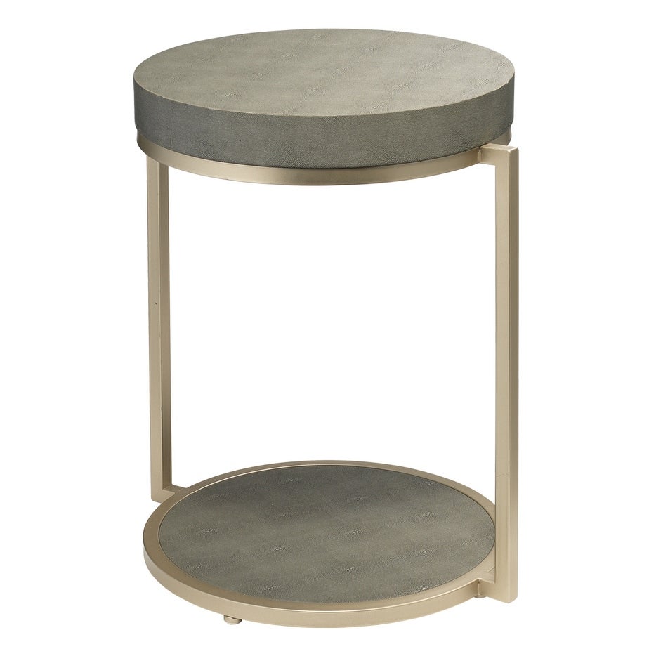 Alden Décor Cleo Faux Shagreen Round Side Table, Grey