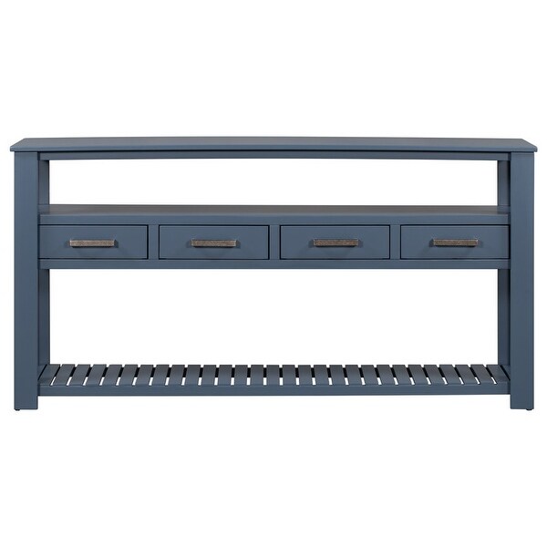 62.2''Console Table Sofa Table with 4 Drawers and 2 Shelves