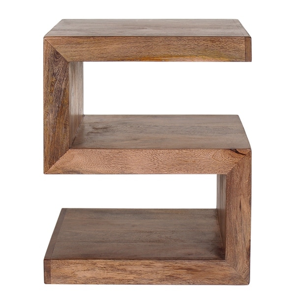 Silano Handmade Mango Wood S-Shaped Contemporary Side Table