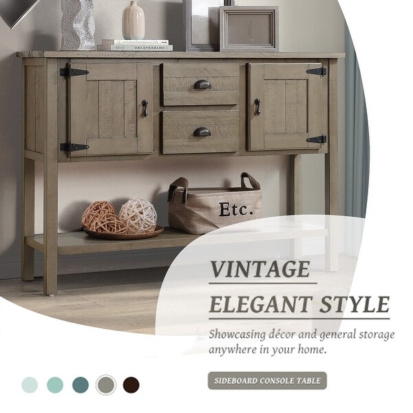 48'' Console Table with 2 Drawers, Cabinets and Bottom Shelf, Retro Style Storage Cabinet for Living Room