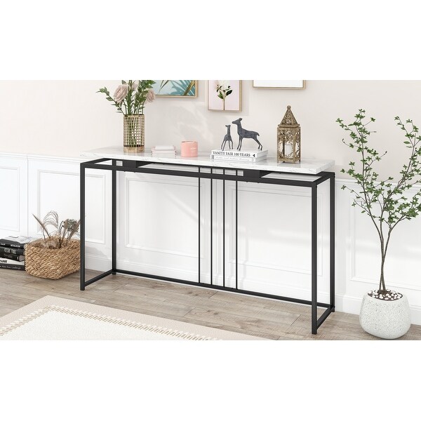 Console Table, Extra Long Entryway Table with Metal Frame