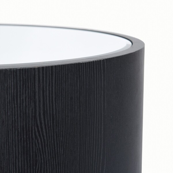 Dann Foley Lifestyle - Oval Side Table - Black Veneer, Inset Mirrored Table Top