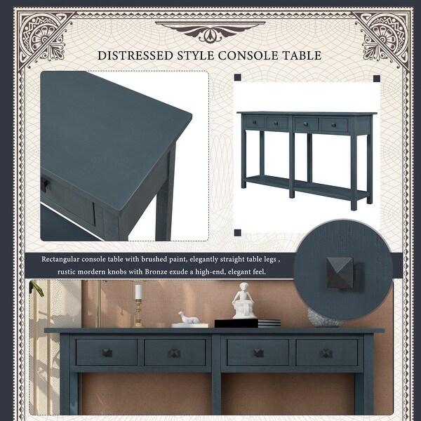 Brushed Texture Entryway Console Table with Drawer and Shelf, Espresso